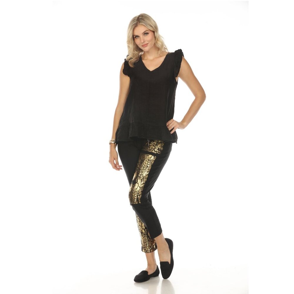 Black Gold Detail Strachable Pant with Drawstring